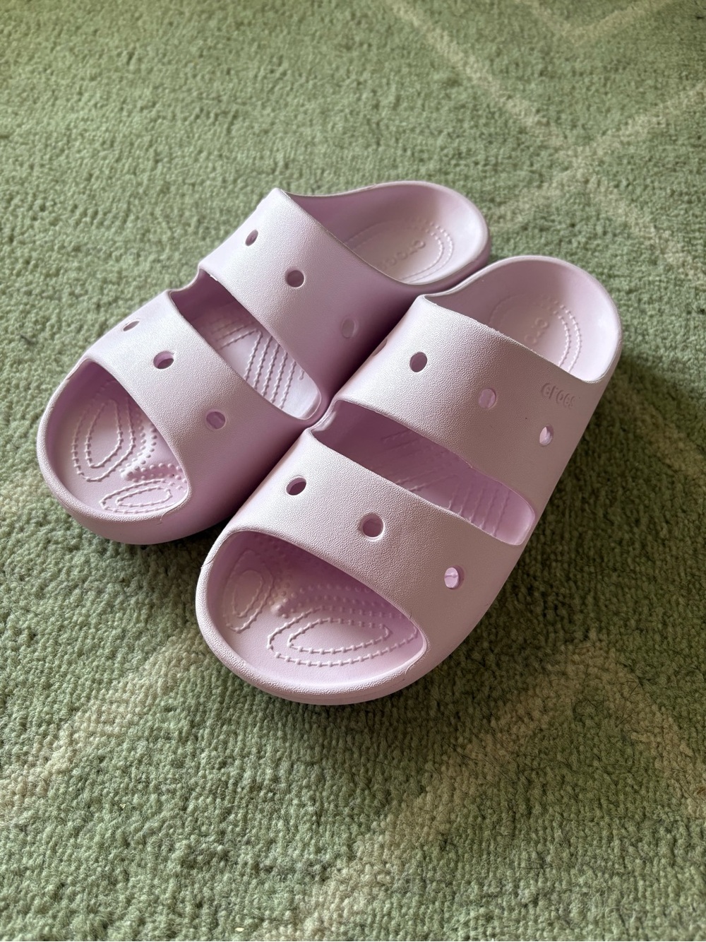 CROCS Double Strap Slide Sandals in Light Pink